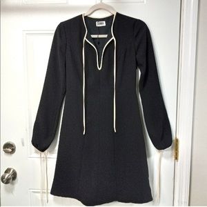 Vintage SONIA  by Sonia Rykiel Black Dress Cream Rimmed Piping 34/ XS / 2